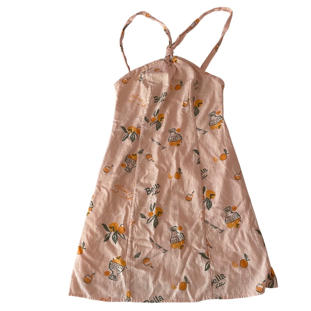 Wild Fable Pink Bella Vita Orange Print Halter Mini Dress XS 331 09 3508